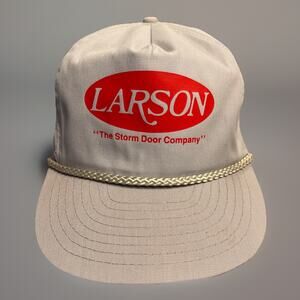 Vintage Larson The Storm Door Company Rope Hat Cap Gray Zip-Back 90s